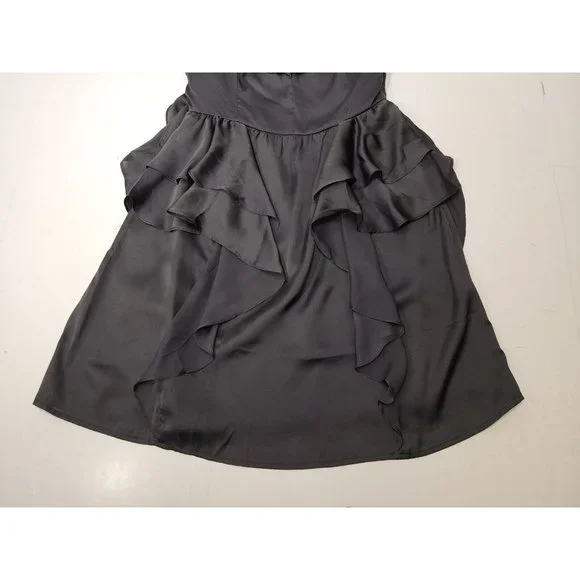 American Eagle Outfitters Womens Dress Mini Ruffle Black Strapless Size 8 - Picture 3 of 8